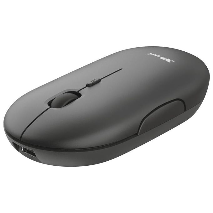 Trust 24059 Puck Mouse Ambidestro Wireless Bluetooth RF Ottico Silenzioso 1600 DPI ricaricabile USB-C colore Nero