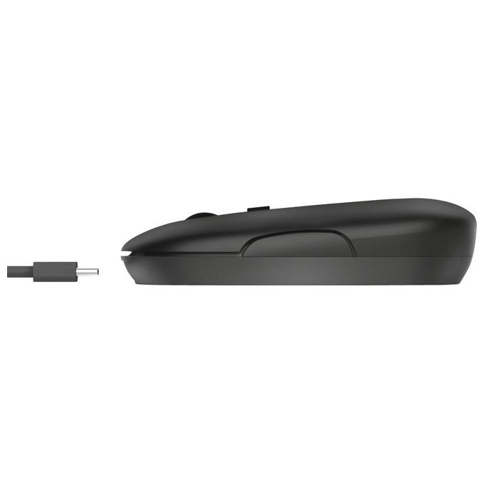 Trust 24059 Puck Mouse Ambidestro Wireless Bluetooth RF Ottico Silenzioso 1600 DPI ricaricabile USB-C colore Nero