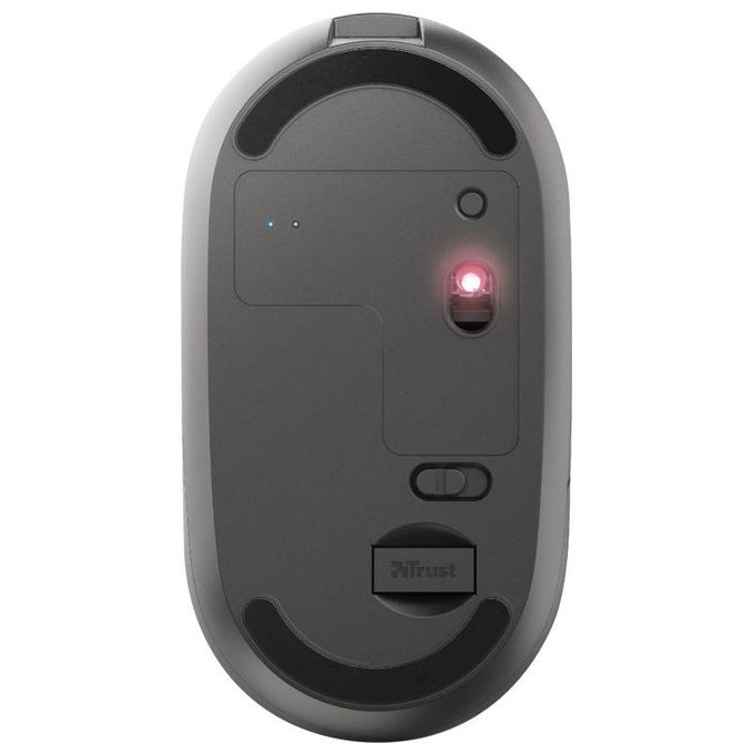 Trust 24059 Puck Mouse Ambidestro Wireless Bluetooth RF Ottico Silenzioso 1600 DPI ricaricabile USB-C colore Nero