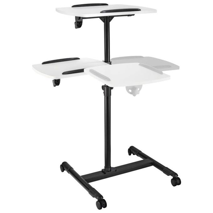 Hama 00077510 Tavolo per Proiettore con 2 Ripiani Regolabili Inclinabili e Ruotabili a 360° con Ruote Orientabili e Bloccabili Altezza Regolabile Senza Attrezzi colore Nero