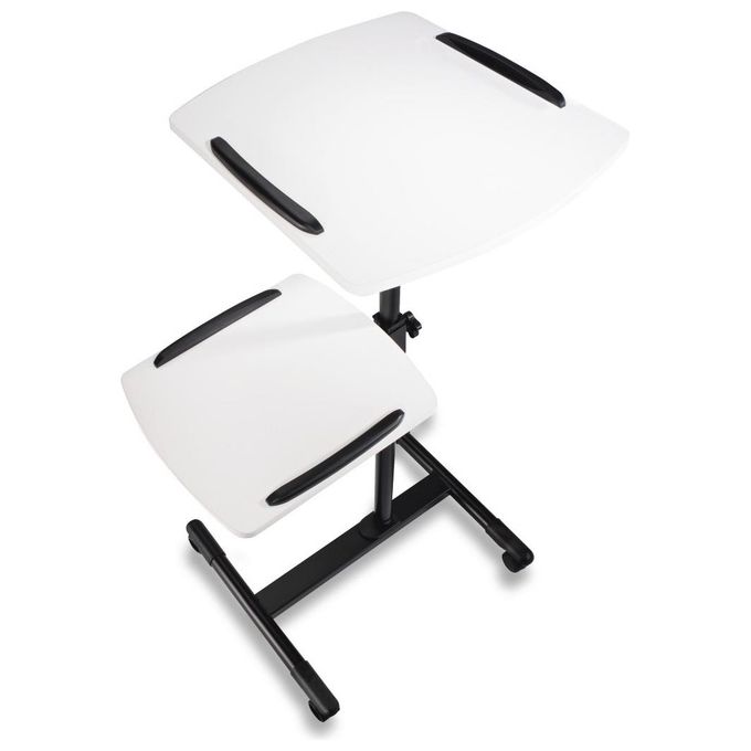 Hama 00077510 Tavolo per Proiettore con 2 Ripiani Regolabili Inclinabili e Ruotabili a 360° con Ruote Orientabili e Bloccabili Altezza Regolabile Senza Attrezzi colore Nero