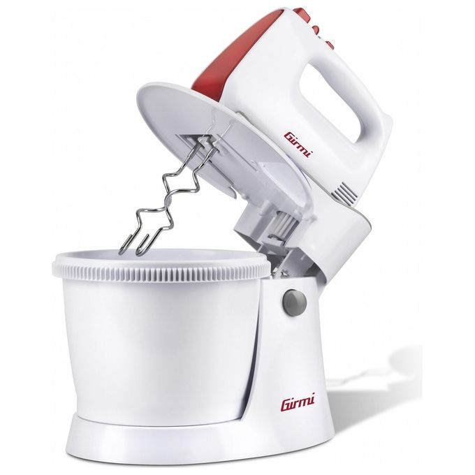 Girmi SB8201 Sbattitore Elettrico con Ciotola 400W 5 Velocita' Funzione Turbo Ciotola Girevole 3 L Accessori INOX colore Bianco