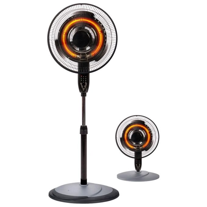 DCG VESA05 Stufa Ventilatore Fibra di Carbonio 2000 W Altezza Regolabile Oscillazione 70° Telecomando colore Nero