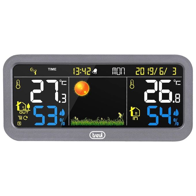 Trevi ME 3P20 RC Stazione Meteo con Sensore Esterno Display LCD 16 cm Sveglia Barometro Igrometro Termometro colore Grigio