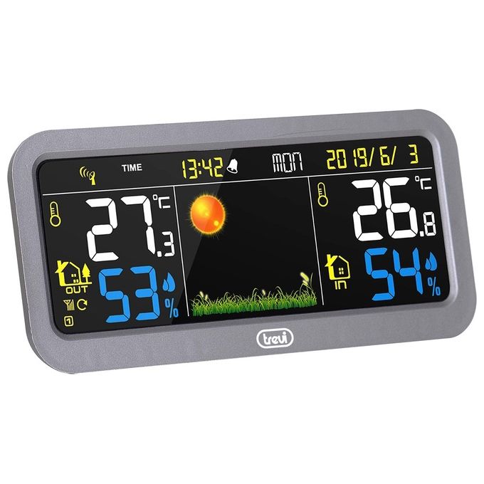 Trevi ME 3P20 RC Stazione Meteo con Sensore Esterno Display LCD 16 cm Sveglia Barometro Igrometro Termometro colore Grigio