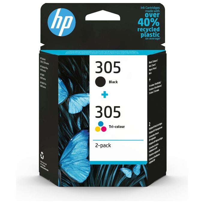 HP, 305, 2 Cartucce Inchiostro Originale, Nero, Tricolore