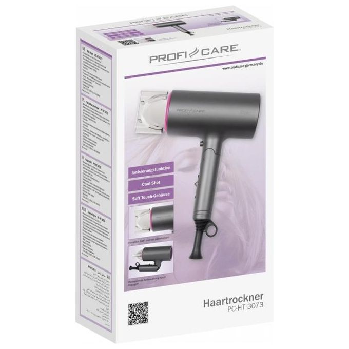 ProfiCare PC-HT 3073 Asciugacapelli 1600 W Ionico 3 temperature Turbo Getto Freddo Manico Pieghevole colore Rosa