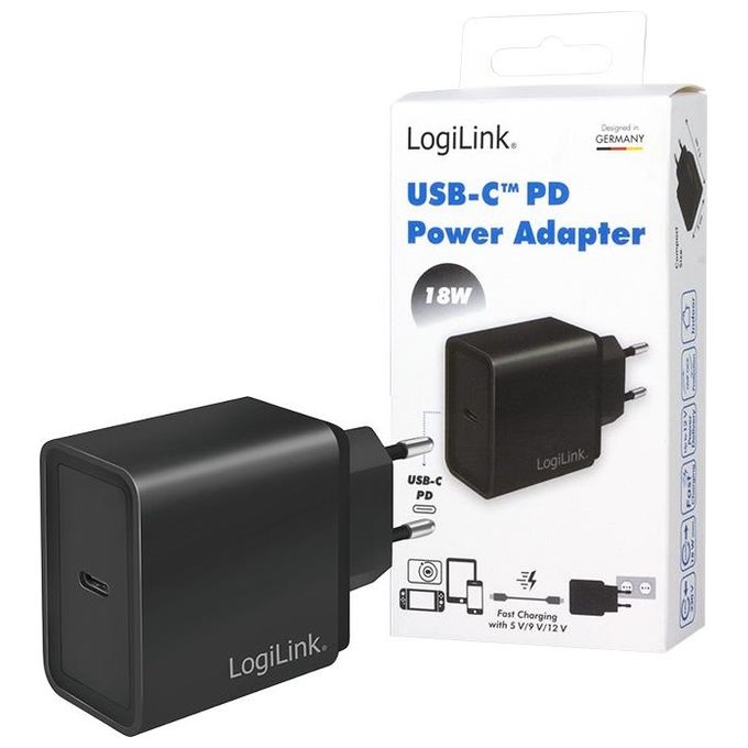Logilink Caricabatterie con porta Usb-C 18W