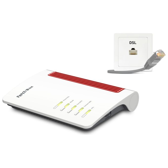FRITZ! 20002944 FRITZ!Box 7530 AX Modem Router Wi-Fi 6 Dual Band ADSL VDSL Supervectoring Mesh DECT 4 Porte Gigabit USB colore Bianco