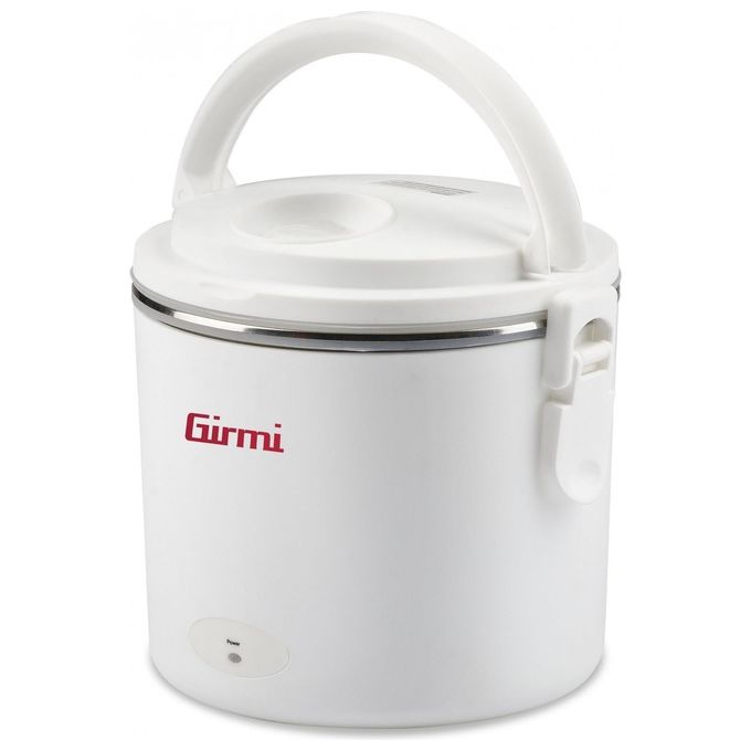 Girmi SC02 - Scaldavivande elettrico 0,7 L, 36 W, Doppio voltaggio 12V-230V, Contenitore in acciaio inox, Maniglia pieghevole, Bianco