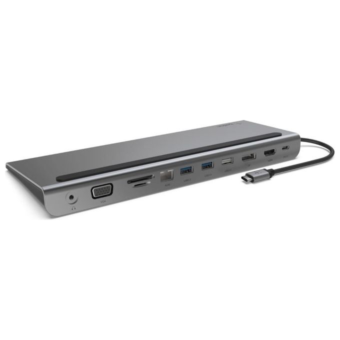 Belkin INC004BTSGY Hub USB-C 11 in 1 Dock Multiporta 100W 4K HDMI DisplayPort VGA Gigabit Ethernet colore Nero Grigio