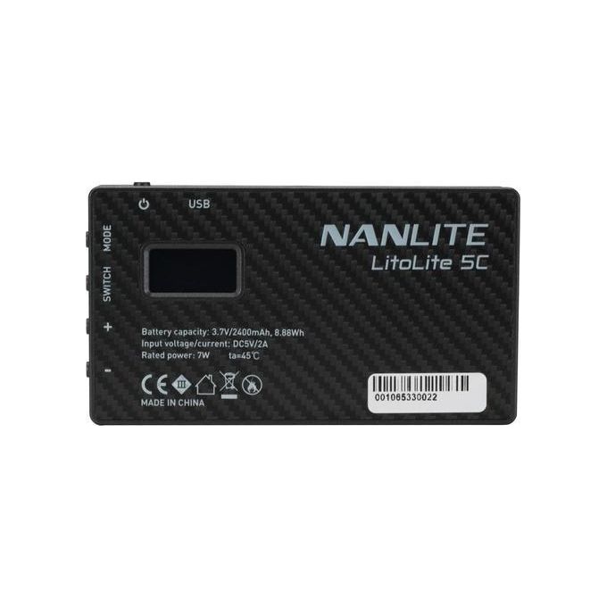 NanGuang 3740 Litolite 5C Flash compatto RGBWW 2700-7500K CRI 95 con batteria integrata e porta USB-C colore Nero