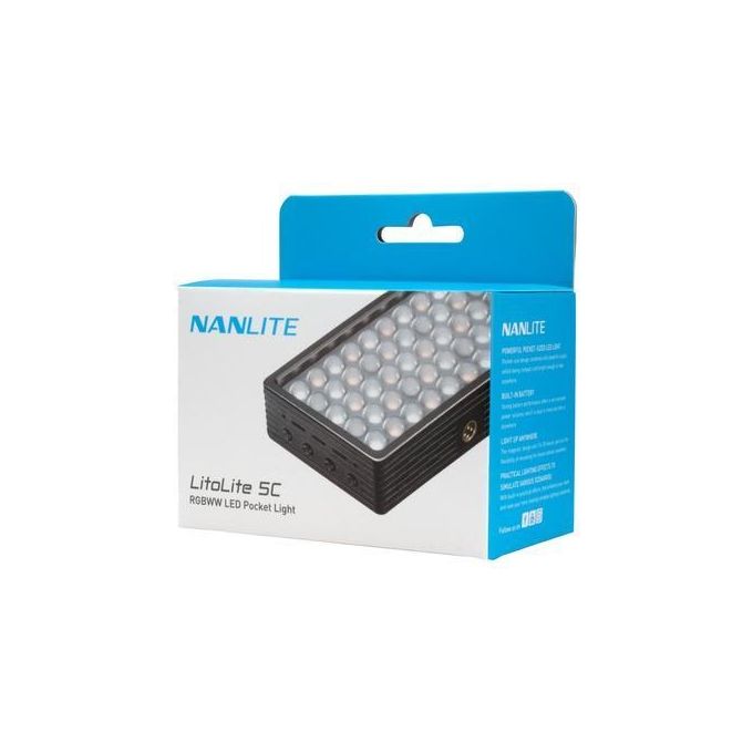 NanGuang 3740 Litolite 5C Flash compatto RGBWW 2700-7500K CRI 95 con batteria integrata e porta USB-C colore Nero