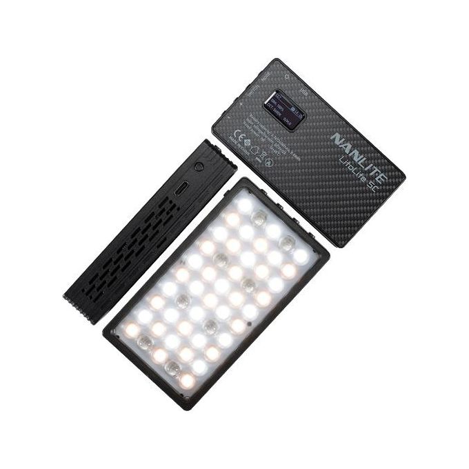 NanGuang 3740 Litolite 5C Flash compatto RGBWW 2700-7500K CRI 95 con batteria integrata e porta USB-C colore Nero