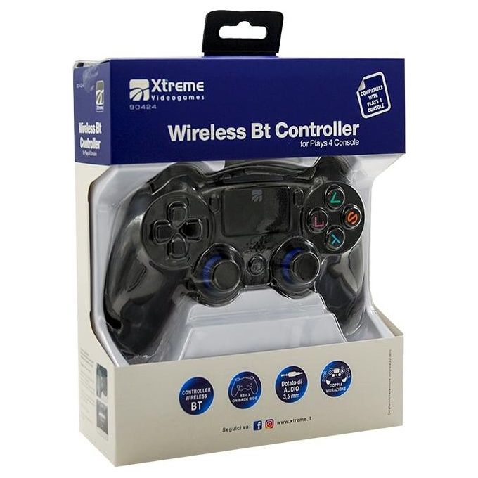 Xtreme 90424 Controller Wireless Bluetooth Gamepad PlayStation 4 con Jack 3.5 mm e Vibrazione colore Nero