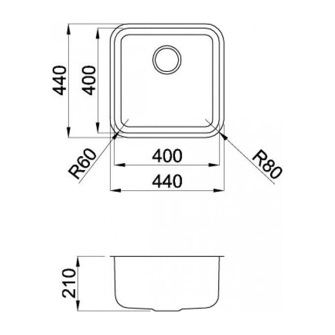 Elleci Space 400 R50 LIC400SACPUN - Lavello da incasso 1 vasca, Acciaio inox satinato, 43,6x43,6 cm, da incasso, Inox satinato
