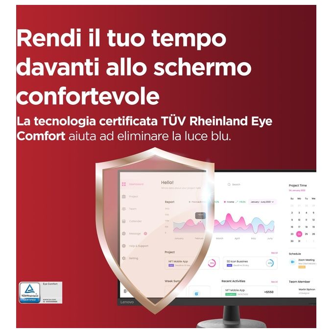 Lenovo 66FCGAC2IT D32-40 Monitor PC 31.5'' Full HD 1920x1080 VA 60Hz 250 cd-m² HDMI DisplayPort colore Nero