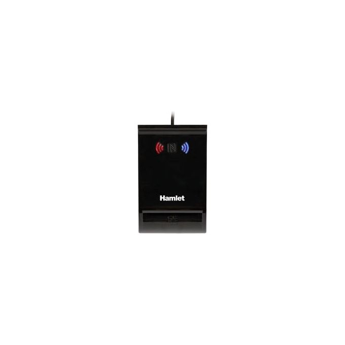 Hamlet HUSCR-NFC Lettore Smart Card USB Contactless NFC CIE 3.0 CRS CNS Firma Digitale Plug and Play colore Nero