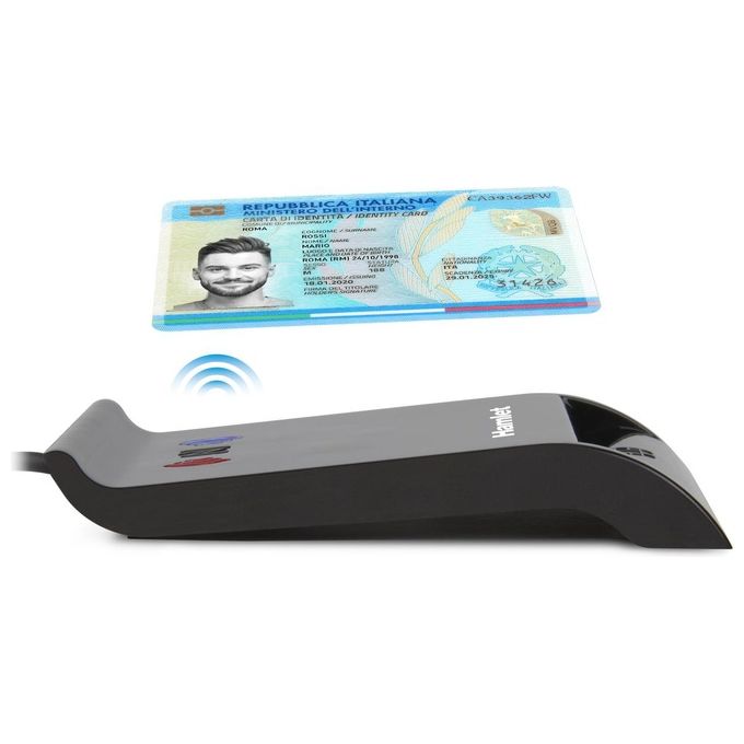 Hamlet HUSCR-NFC Lettore Smart Card USB Contactless NFC CIE 3.0 CRS CNS Firma Digitale Plug and Play colore Nero