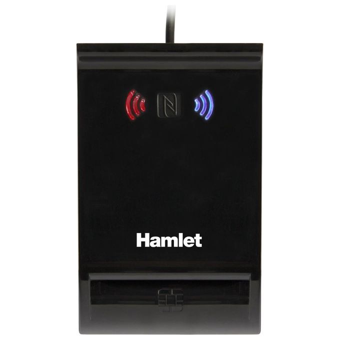 Hamlet HUSCR-NFC Lettore Smart Card USB Contactless NFC CIE 3.0 CRS CNS Firma Digitale Plug and Play colore Nero
