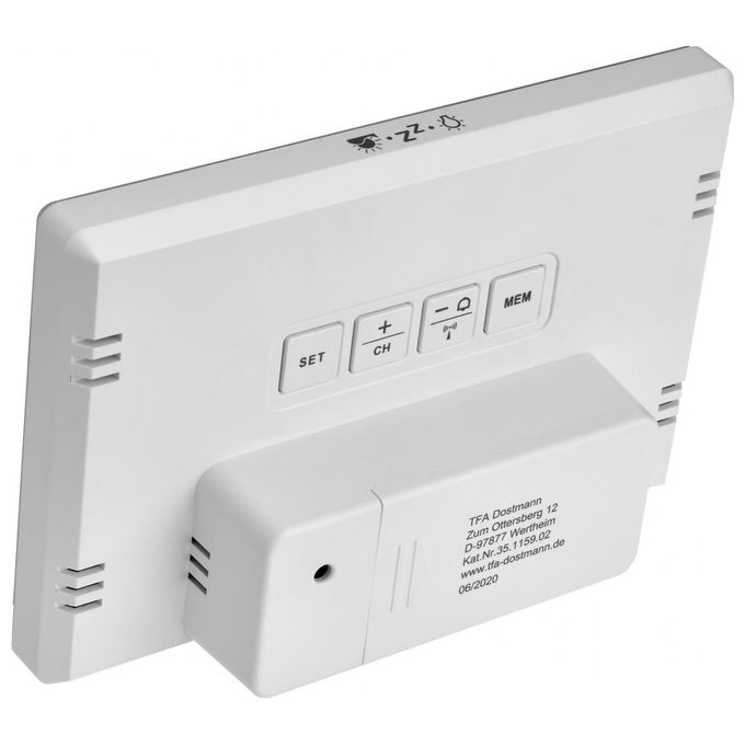 TFA 35.1159.02 Weather Boy Stazione Meteo Radiocontrollata Digitale Sensore Esterno 433 MHz Fasi Lunari Alba Tramonto colore Bianco