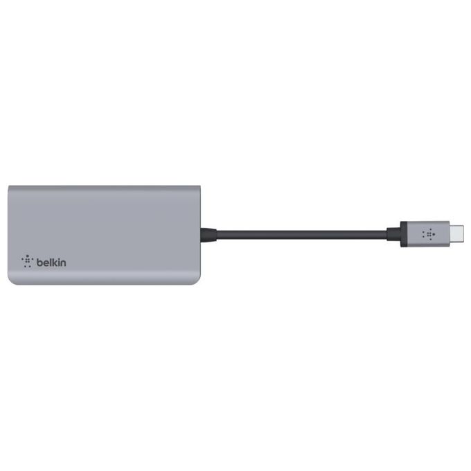 Belkin AVC006BTSGY Adattatore Multiporta 4 In 1 USB-C HDMI 4K USB 3.2 Gen 1 Type-A Type-C Alimentazione Fino a 100 W colore Argento