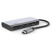 Belkin AVC006BTSGY Adattatore Multiporta 4 In 1 USB-C HDMI 4K USB 3.2 Gen 1 Type-A Type-C Alimentazione Fino a 100 W colore Argento