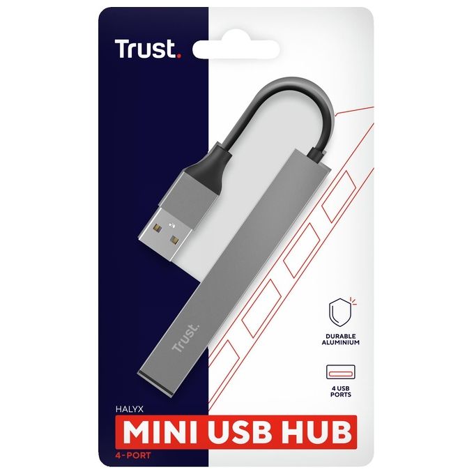 Trust Halyx Aluminium 4 Porte Mini Usb Hub