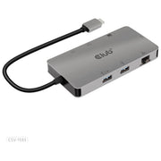 CLUB3D CSV-1593 Replicatore di Porte e Docking Station USB 3.2 Gen 1 Type-C con 2 HDMI 2 USB-A RJ45 SD Micro SD USB-C Femmina colore Metallico