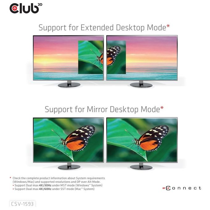 CLUB3D CSV-1593 Replicatore di Porte e Docking Station USB 3.2 Gen 1 Type-C con 2 HDMI 2 USB-A RJ45 SD Micro SD USB-C Femmina colore Metallico