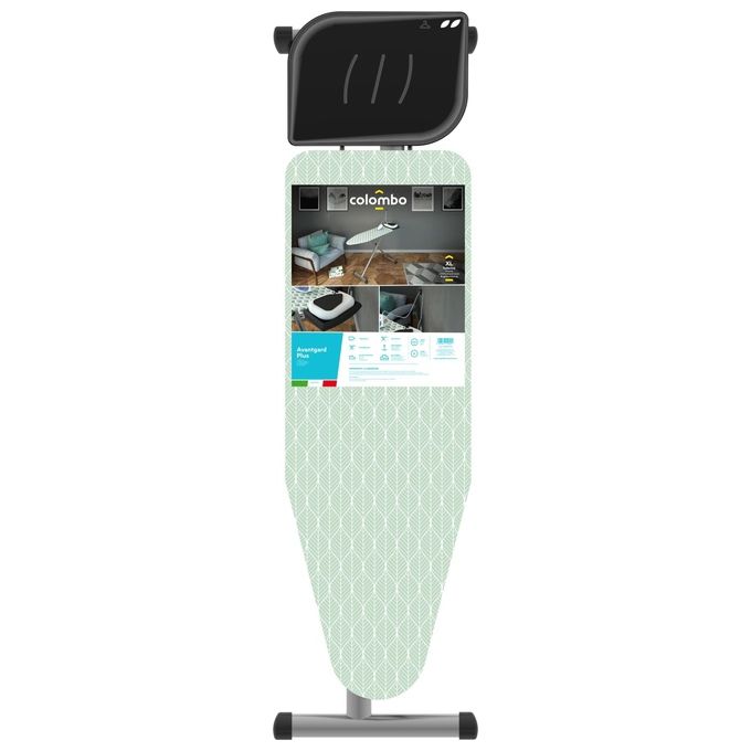 Colombo Asse stiro AVANTGARD PLUS 130x44 regolazione in multiposizione di altezza, poggiaferro portacaldaia in materiale altoresistenziale, ultraresistente con blocco di sicurezza