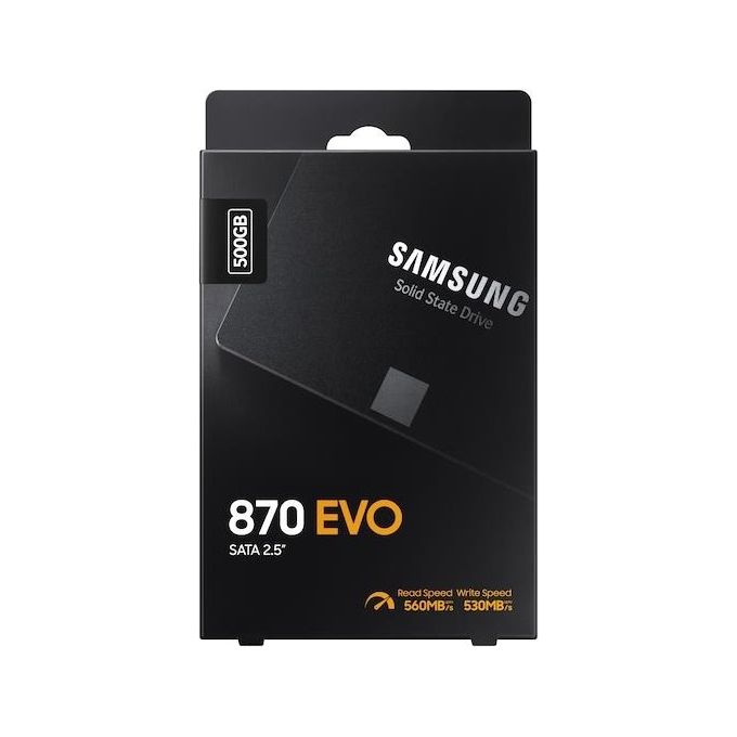 Samsung MZ-77E500B 870 EVO SSD Interno 2.5'' SATA III 500 GB 560 MB-s V-NAND MLC crittografia 256-bit AES colore Nero