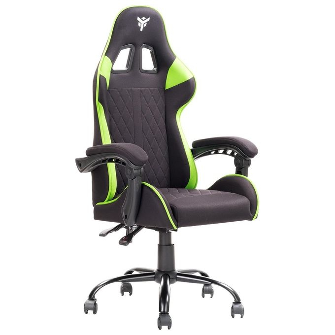 Itek RHOMBUS FF10 Sedia Gaming Tessuto Seduta a Rete Schienale Reclinabile 90-135° Doppio Cuscino 140 Kg colore Nero Verde
