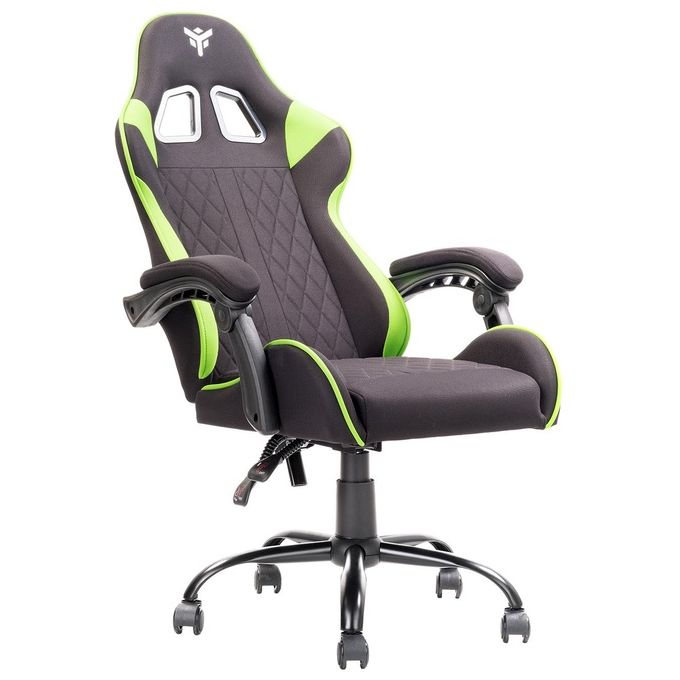 Itek RHOMBUS FF10 Sedia Gaming Tessuto Seduta a Rete Schienale Reclinabile 90-135° Doppio Cuscino 140 Kg colore Nero Verde