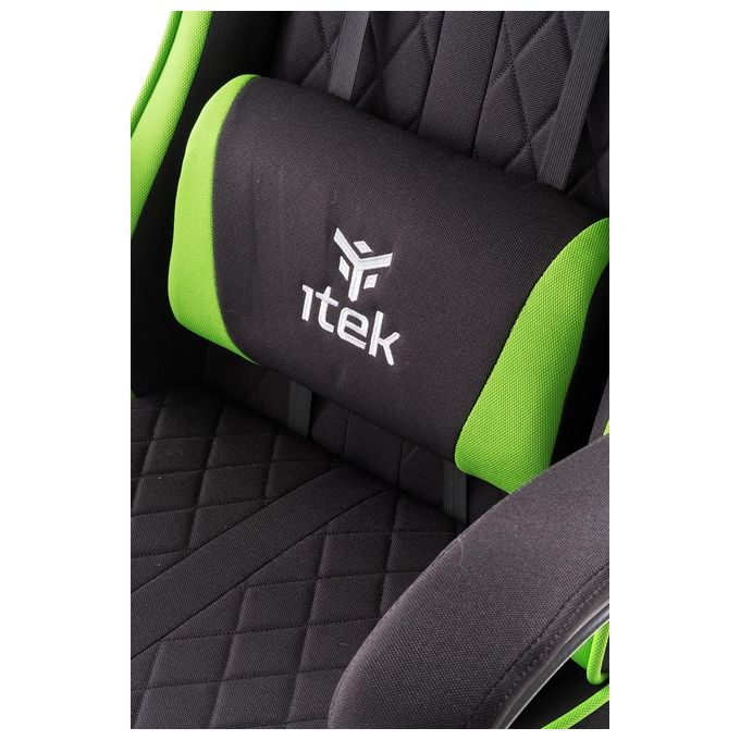 Itek RHOMBUS FF10 Sedia Gaming Tessuto Seduta a Rete Schienale Reclinabile 90-135° Doppio Cuscino 140 Kg colore Nero Verde