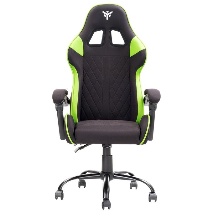 Itek RHOMBUS FF10 Sedia Gaming Tessuto Seduta a Rete Schienale Reclinabile 90-135° Doppio Cuscino 140 Kg colore Nero Verde