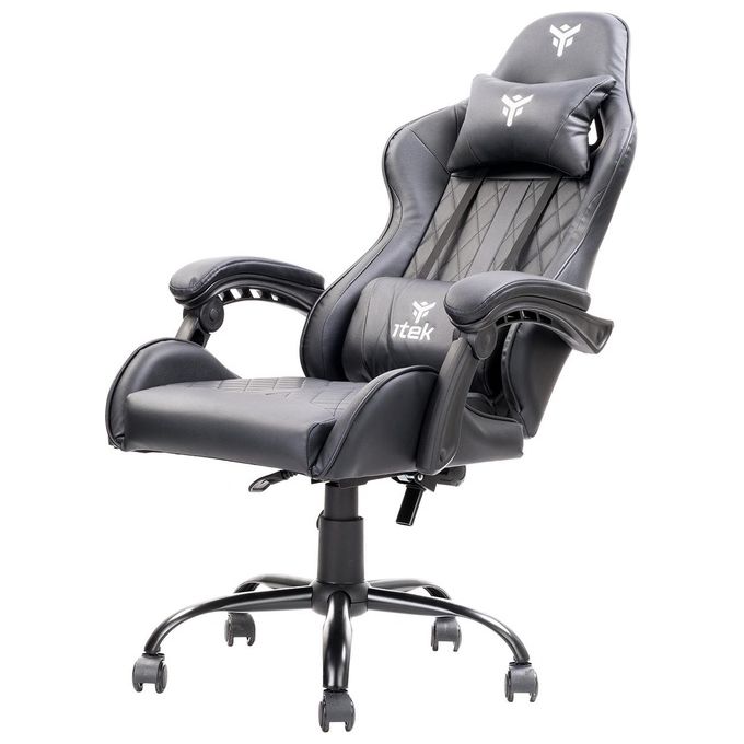Itek RHOMBUS PF10 Sedia Gaming Ergonomica PVC Doppio Cuscino Schienale Reclinabile 90-135° Portata 140 Kg colore Nero