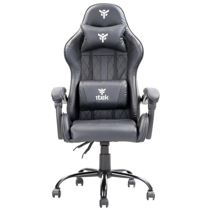 Itek RHOMBUS PF10 Sedia Gaming Ergonomica PVC Doppio Cuscino Schienale Reclinabile 90-135° Portata 140 Kg colore Nero