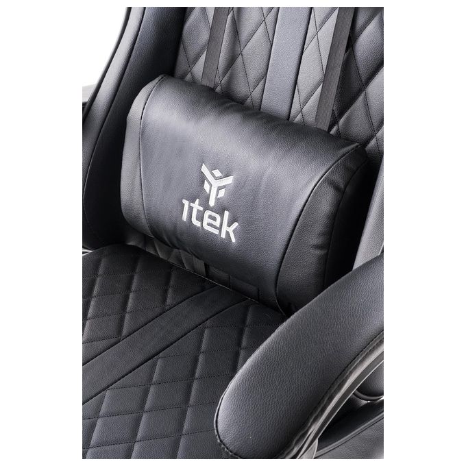 Itek RHOMBUS PF10 Sedia Gaming Ergonomica PVC Doppio Cuscino Schienale Reclinabile 90-135° Portata 140 Kg colore Nero