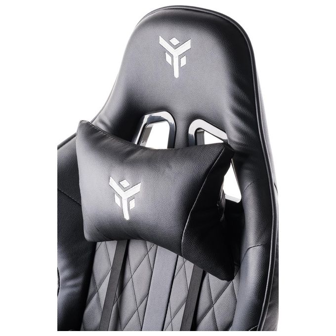 Itek RHOMBUS PF10 Sedia Gaming Ergonomica PVC Doppio Cuscino Schienale Reclinabile 90-135° Portata 140 Kg colore Nero