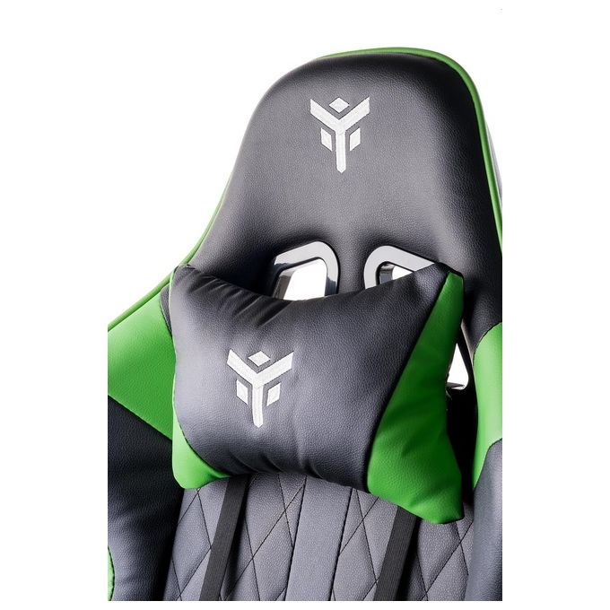 Itek ITCGPF10BG RHOMBUS PF10 Sedia Gaming Ergonomica PVC Doppio Cuscino Schienale Reclinabile 135° 140 Kg colore Nero Verde