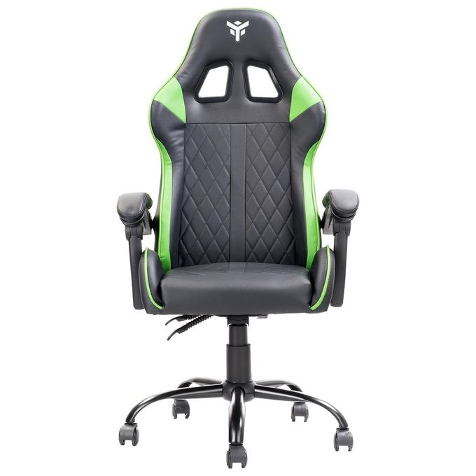 Itek ITCGPF10BG RHOMBUS PF10 Sedia Gaming Ergonomica PVC Doppio Cuscino Schienale Reclinabile 135° 140 Kg colore Nero Verde