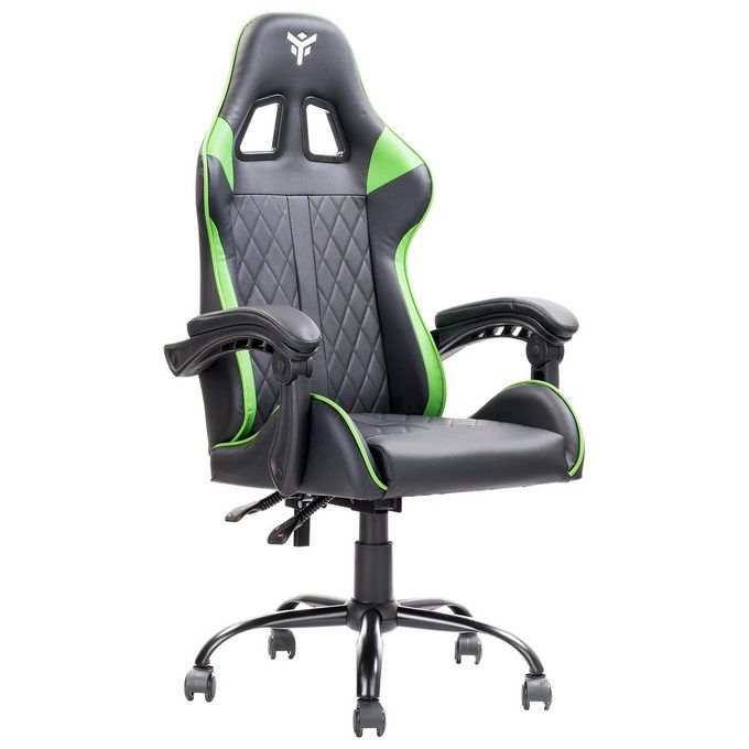 Itek ITCGPF10BG RHOMBUS PF10 Sedia Gaming Ergonomica PVC Doppio Cuscino Schienale Reclinabile 135° 140 Kg colore Nero Verde