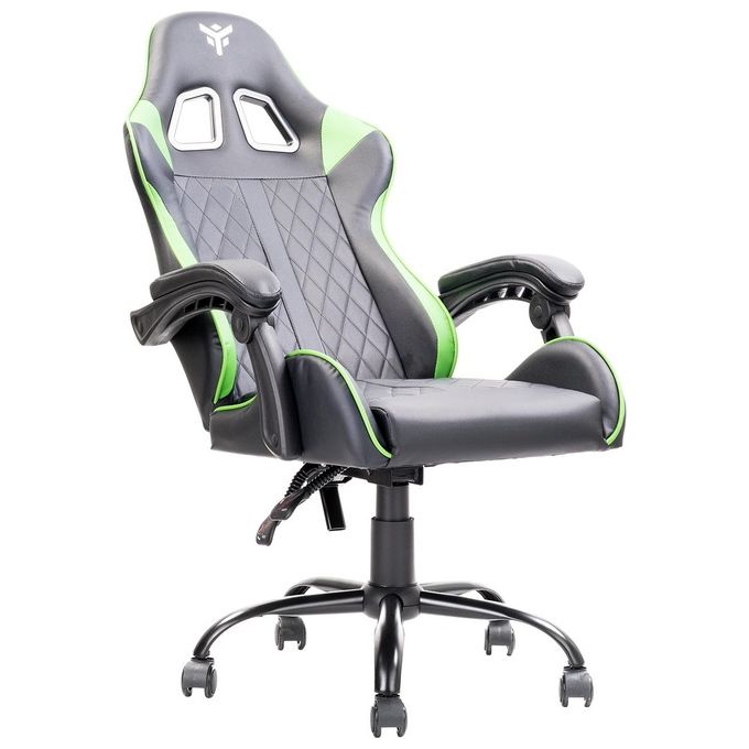 Itek ITCGPF10BG RHOMBUS PF10 Sedia Gaming Ergonomica PVC Doppio Cuscino Schienale Reclinabile 135° 140 Kg colore Nero Verde