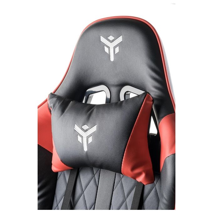 Itek ITCGPF10BR RHOMBUS PF10 Sedia per gaming universale Seduta imbottita Schienale reclinabile 90 135° Braccioli imbottiti Cuscino lombare Peso massimo 140 Kg Rotazione 360° Ruote in nylon 5 pezzi colore Nero Rosso