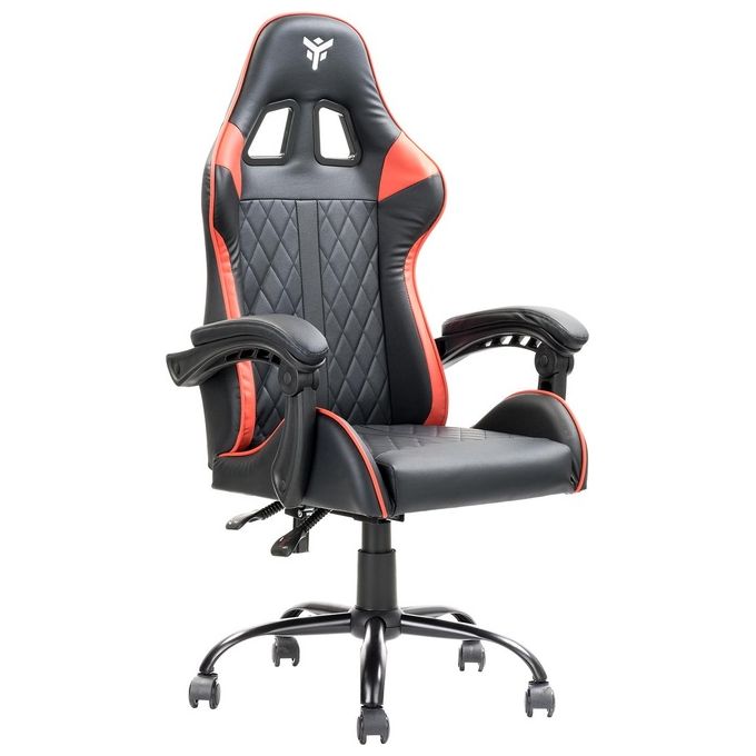 Itek ITCGPF10BR RHOMBUS PF10 Sedia per gaming universale Seduta imbottita Schienale reclinabile 90 135° Braccioli imbottiti Cuscino lombare Peso massimo 140 Kg Rotazione 360° Ruote in nylon 5 pezzi colore Nero Rosso