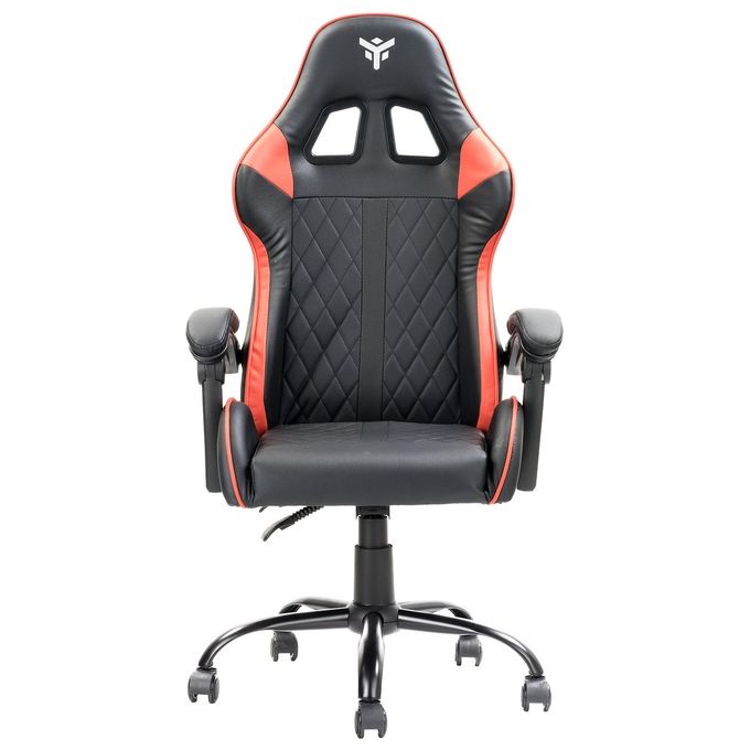 Itek ITCGPF10BR RHOMBUS PF10 Sedia per gaming universale Seduta imbottita Schienale reclinabile 90 135° Braccioli imbottiti Cuscino lombare Peso massimo 140 Kg Rotazione 360° Ruote in nylon 5 pezzi colore Nero Rosso