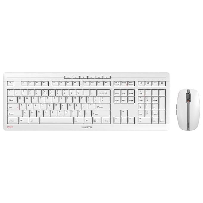 CHERRY JD-8560EU-0 Stream Desktop Recharge Tastiera e Mouse Wireless QWERTY Inglese 114 tasti Batterie Ricaricabili NiMH colore Grigio