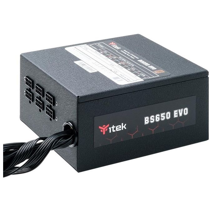 Itek ITPSEBS650 BS650 EVO Alimentatore PC ATX Semi Modulare 650W 80Plus Bronze PFC Attivo Ventola HDB 120mm colore Nero