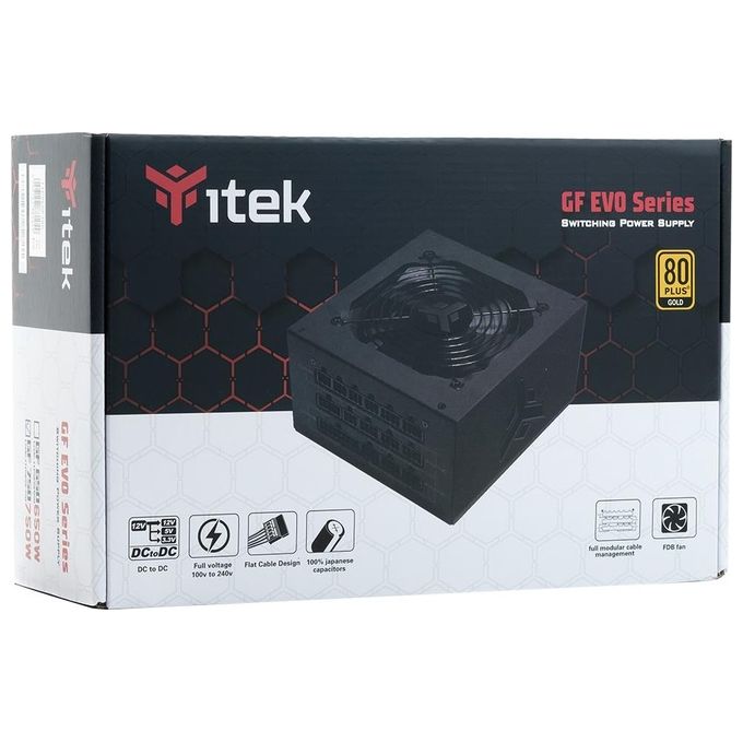 Itek ITPSEGF750 GF750 EVO Alimentatore PC ATX 750W 80 PLUS Gold Modulare 24-pin 9 SATA ventola FDB 12 cm colore Nero